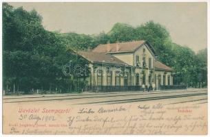 1902 Szenc, Szempcz, Senec; indóház, vasútállomás. Jungkönig József kiadása / railway station