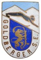~1930. Goldberger SE (Sportegyesület) zománcozott sísport bronz jelvény (30x20mm) T:1-