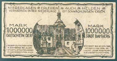 Német Birodalom/Weimari Köztársaság/Bamberg 1923.8. 1000.000M T:III