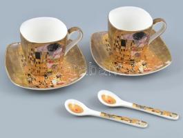 Gustav Klimt reggeliszó két személyes kávés csésze készlet. Díszdobozban. Matricás, jelzett, hibátlan.