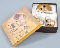 Gustav Klimt reggeliszó két személyes kávés csésze készlet. Díszdobozban. Matricás, jelzett, hibátla...