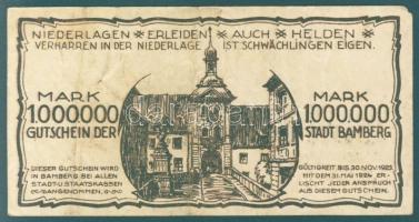 Német Birodalom/Weimari Köztársaság/Bamberg 1923.8. 1000.000M T:III- kis sarokhiány