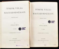 Jókai Mór: Török világ Magyarországon. I-II. köt. Jókai Mór összes művei. Bp., 1894, Révai. Aranyozott gerincű félbőr kötés, újrakötött. Kopott borító, a széleken szakadozott. laza kötés.