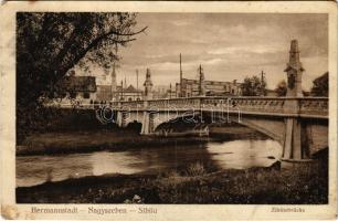 1915 Nagyszeben, Hermannstadt, Sibiu; Szeben híd / Zibinsbrücke / Cibin river bridge (EK)