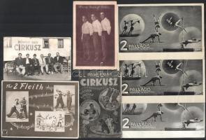 cca 1941 Cirkusszal kapcsolatos tétel (Fővárosi cirkusz, Palladis, ABC műsora, stb., ), fotók, nyomtatványok, 9 db
