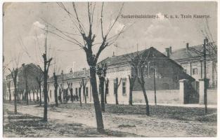 1918 Temesvár, Timisoara; Szekerész laktanya. Nozák Henrik kiadása / K.u.k. Train Kaserne / military load carrier barracks (EK)