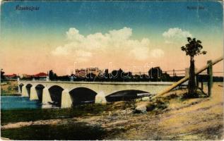 Érsekújvár, Nové Zamky; Nyitra híd. vasúti levelezőlapárusítás 12. 1916. / Nitra bridge
