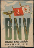 1948 Budapesti Nemzetközi Vásár kisplakát, sérülésekkel, 22×15 cm