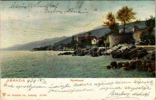 1908 Abbazia, Opatija; Nordstrand / tengerpart / sea coast (Rb)