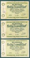 Német Birodalom/Weimari Köztársaság/Fürth 1923.8.14. 50.000M (3x) fekete sorszámmal T:III,IV