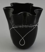 Design váza, üveg, etikettel jelzett, hibátlan, m: 18 cm