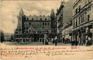 1899 (Vorläufer) Wien, Vienna, Bécs; Margarethen-Platz und Hof mit Wiener Terrassen-Café / square, café, dentist, shops. C. Ledermann jr. (EK)