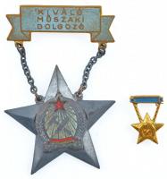 ~1950. Kiváló műszaki dolgozó Rákosi-címeres zománcozott kitüntetés miniatűrrel, eredeti tokban T:2-
