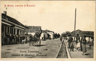 Mihaileni (Botosani), Strada Elisabetha. B. Bertis Librarie si Bakania / street (Rb)