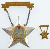 ~1950. Sztahanovista arany fokozat, zománcozott fém kitüntetés, miniatűrrel, eredeti tokban T:2,2-