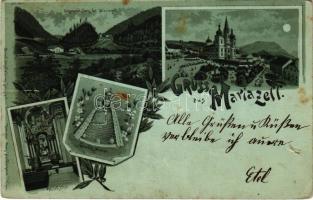 1898 (Vorläufer) Mariazell (Steiermark), Sigmundsberg, Hochaltar, Gnaden Mutter / pilgrimage church, altar. Druck Regel & Krug. Hans Nachbargauer. Art Nouveau, floral, litho (b)