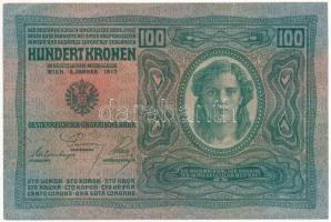 Ausztria 1919. (1912) 100K, vízszintes "DEUTSCHÖSTERREICH" felülbélyegzéssel, mindkét olda...