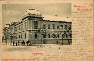 1900 Szabadka, Subotica; Törvényszék télen. Heumann Mór kiadása / court in winter (fa)