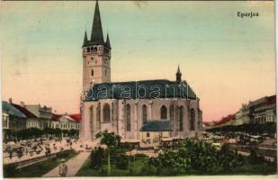 Eperjes, Presov; templom, piac / church, market