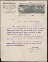 1907 Zsolna, Zsolnai Cellulosegyár fejléces levélpapírjára írt levél, rajta a gyár látképével