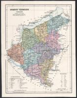 cca 1910-1930 Somogy vármegye térképe, 1:600.000, hajtott, 28x21 cm