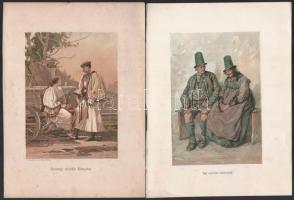 cca 1900 6 db vegyes népviselet témájú illusztráció (Ormánsági népviselet Baranyában, Paraszt férfi ...