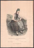 cca 1900 6 db vegyes népviselet témájú illusztráció (Ormánsági népviselet Baranyában, Paraszt férfi ...