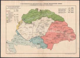 cca 1932 A Magyarbirodalom szétdarabolása a trianoni békeszerződés szerint, Bp., M. Kir. Központi Statisztikai Hivatal, hajtott, 33x22 cm