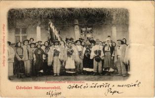 1900 Máramaros, Maramures; parasztlakodalom Máramarosban. Mayer és Berger kiadása / peasants wedding, folklore. Art Nouveau (kis szakadás / small tear)