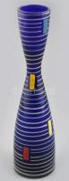 Art Deco üveg váza, kék alapon kézzel festett, hibátlan, m: 25,5 cm