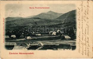 1900 Borsa (Máramaros); Borsa Puzdrea-havassal. Mayer és Berger kiadása / general view, mountain (EK)