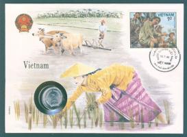 Vietnám 1976. 5h érmés borítékon, előlapi vietnámi bélyeggel + hátlapi díszbélyegzős ENSZ/New York bélyegekkel T:1