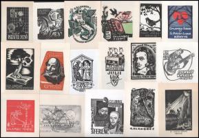 Vegyes exlibris tétel, kb. 245 db. Magyar és külföldi grafikusok Különféle nyomótechnikákkal, 13x18 ...