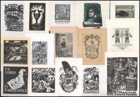 Vegyes exlibris tétel, kb. 245 db. Magyar és külföldi grafikusok Különféle nyomótechnikákkal, 13x18 ...