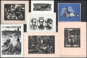 Vegyes exlibris tétel, kb. 245 db. Magyar és külföldi grafikusok Különféle nyomótechnikákkal, 13x18 ...