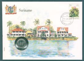 Szurinam 1979. 25c érmés borítékon, szurinami bélyeggel T:1