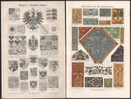 16 db vegyes témájú metszet és nyomat a Pallas és Meyers lexikonból. Részben kétoldalas. 16x24,5 cm