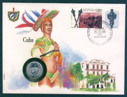 Kuba 1972. 20c érmés borítékon, előlapi elsőnapos kubai bélyeggel + hátlapi elsőnapi bélyegzős ENSZ/New York bélyeggel T:1