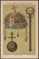 cca 1900 2 db nyomat a Pallas Lexikonból: Magyar korona és koronázási jelvények és magyar koronázási palást. 16x24 cm