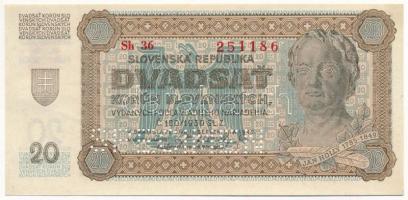 Szlovákia 1942. 20K "SPECIMEN (MINTA)" perforációval T:II
Slovakia 1942. 20 Korun with &q...