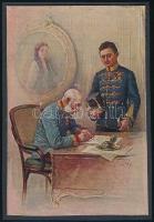 I. Ferenc József (1830-1916) császár és királyt ábrázoló illusztráció, nyomat modern kartonra kasírozva, 13x8 cm