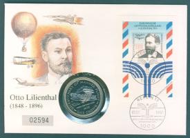 Man-sziget 1983. 1Cr "Wright testvérek repülője" érmés borítékon, elsőnapi bélyegzős NSZK bélyegblokkal, ismertetővel! T:BU