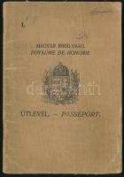 1935 Magyar Királyság által kiállított fényképes útlevél, cseh és osztrák bélyegzéssel / Hungarian p...
