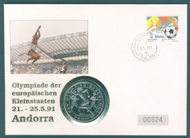 Gibraltár 1991. 1Cr érmés olimpiai borítékon máltai bélyeggel, ismertetővel T:BU