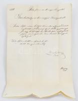 1852 Székesfehérvári Törvényszék hivatalos levele, viaszpecséttel Zlinszky István aláírásával, viaszpecséttel