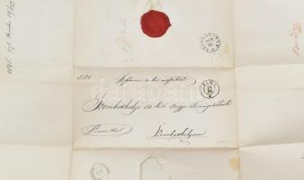 1852 Székesfehérvári Törvényszék hivatalos levele, viaszpecséttel Zlinszky István aláírásával, viasz...