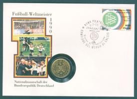 NSZK 1990. 1M (aranyozott) érmés borítékon, elsőnapi bélyegzős olasz bélyeggel T:2