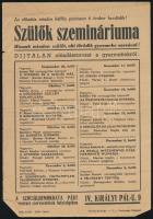 cca 1946 Szülők szemináriuma előadás sorozat röplapja 14x21 cm