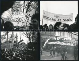 1989 Budapest, 11 db fotó a rendszerváltás előtti tüntetésről, 9×12 cm