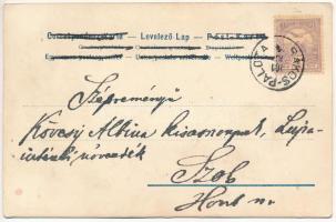 1901 Greeting card with coffee pot. Floral, litho (EK)